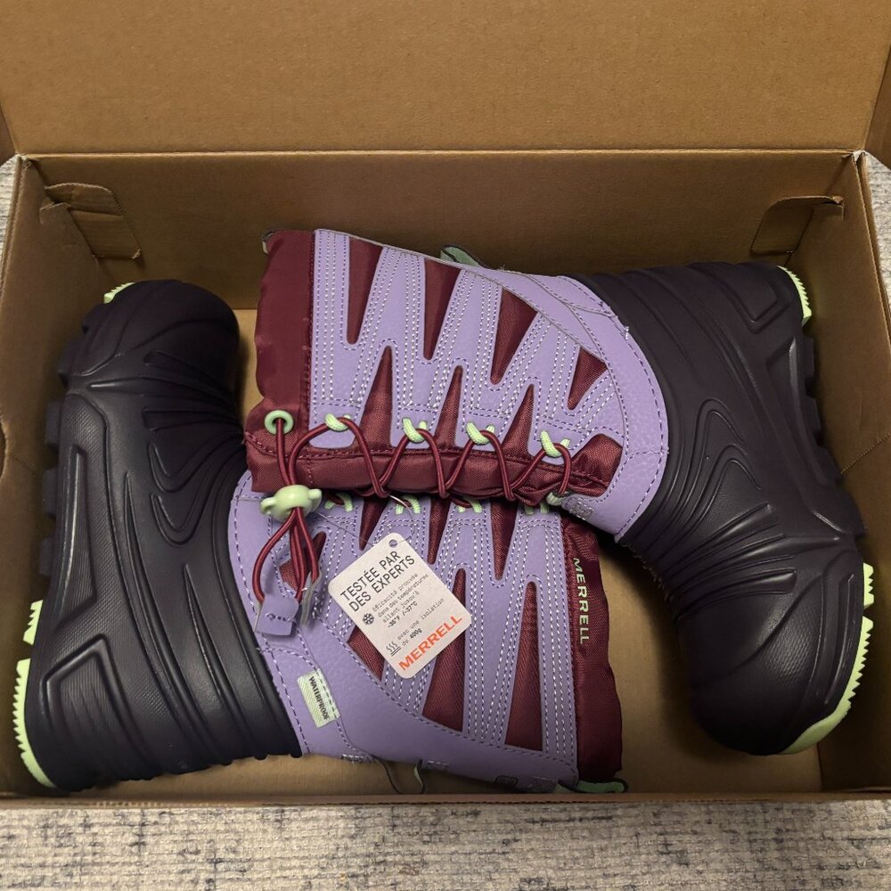 NWT Merrell Snow Quest Lite Kids Size 12M Purple Waterproof Boots